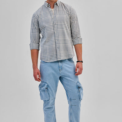 Light Blue Checks Slim Fit Shirt