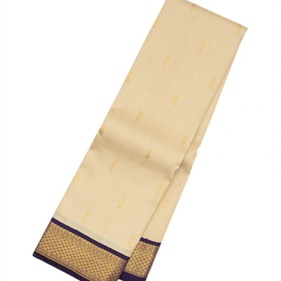 Cream Handloom Kanchipuram Korvai Silk Saree With Floral Buttas
