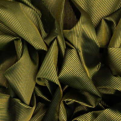 Dark Green Handloom Kanchipuram Silk Saree With Zari Stripes