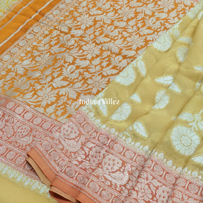Sandal Color Banarasi Khaddi Georgette Saree With Tassels