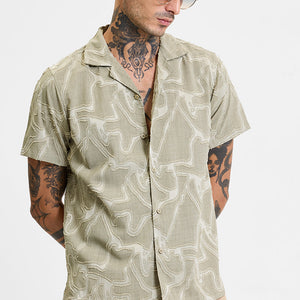 Sage Abstract Box Fit Shirt