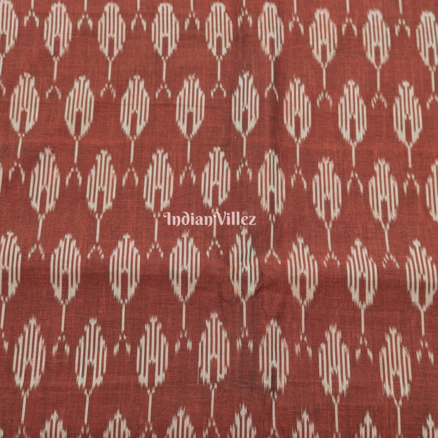 Deep Maroon Pochampally Ikat Cotton Fabric