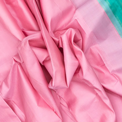 Bubblegum Pink Handloom Kanchipuram Silk Saree With Contrast Pallu