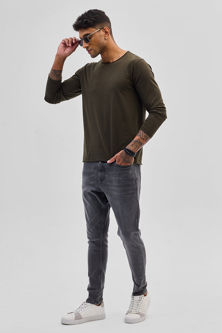 Olive Stretch Full Sleeve T-Shirt