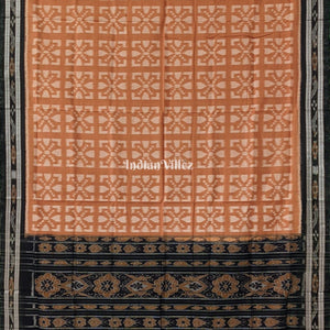 Peach Maniabandha Odisha Ikat Cotton Saree
