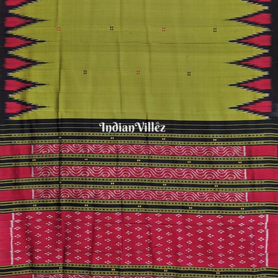 Olive Green Odisha Handloom Khandua Silk Saree