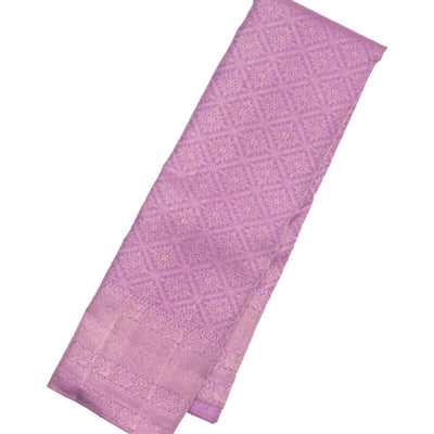 Lavender Handloom Kanchipuram Silk Saree With Floral Motifs