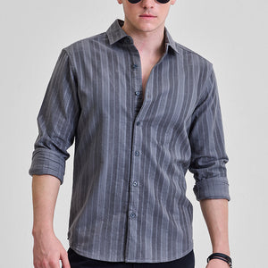 Grey Corduroy Slim Fit Shirt