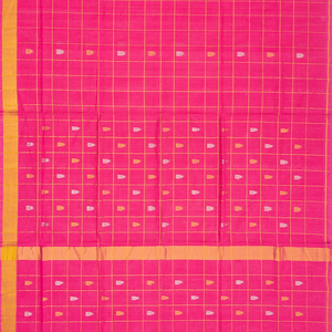 Hot Pink Handloom Venkatagiri Cotton Saree With Checks & Buttas