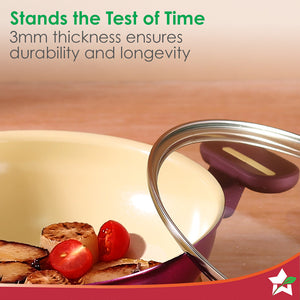 Bellagio Kadhai with Lid | Non-Stick Ceramic Coating |by blacktree