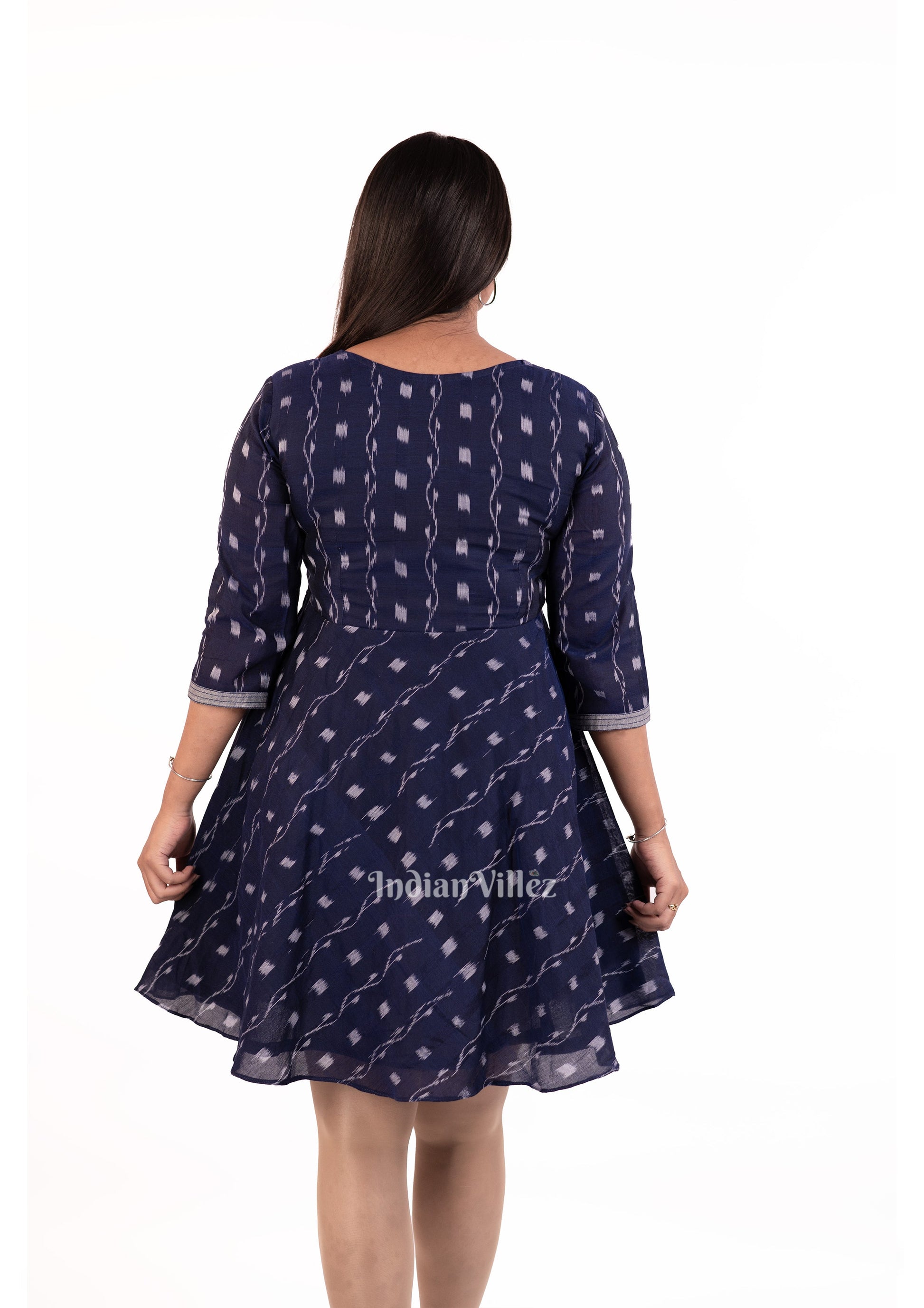 Navy Blue Sambalpuri Odisha Ikat Short Kurti
