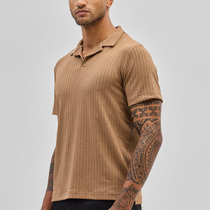 Light Brown Textured Cuban T-Shirt