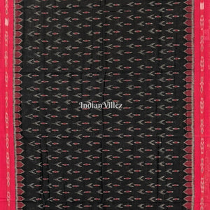 Black Mayur Chandrika Maniabandha Cotton Saree