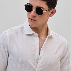 White Self-Design Shirt