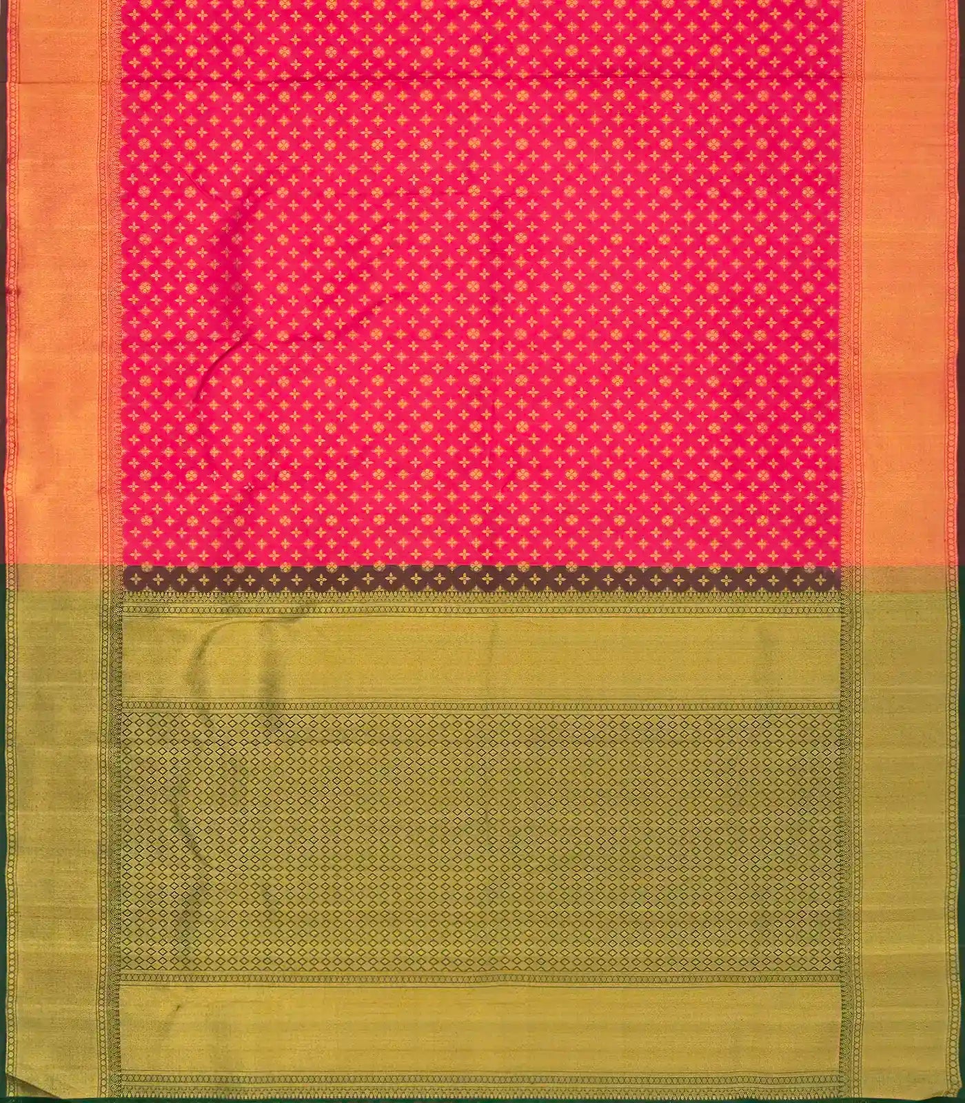 Pink Handloom Kanchipuram Silk Saree With Star Flower Motifs