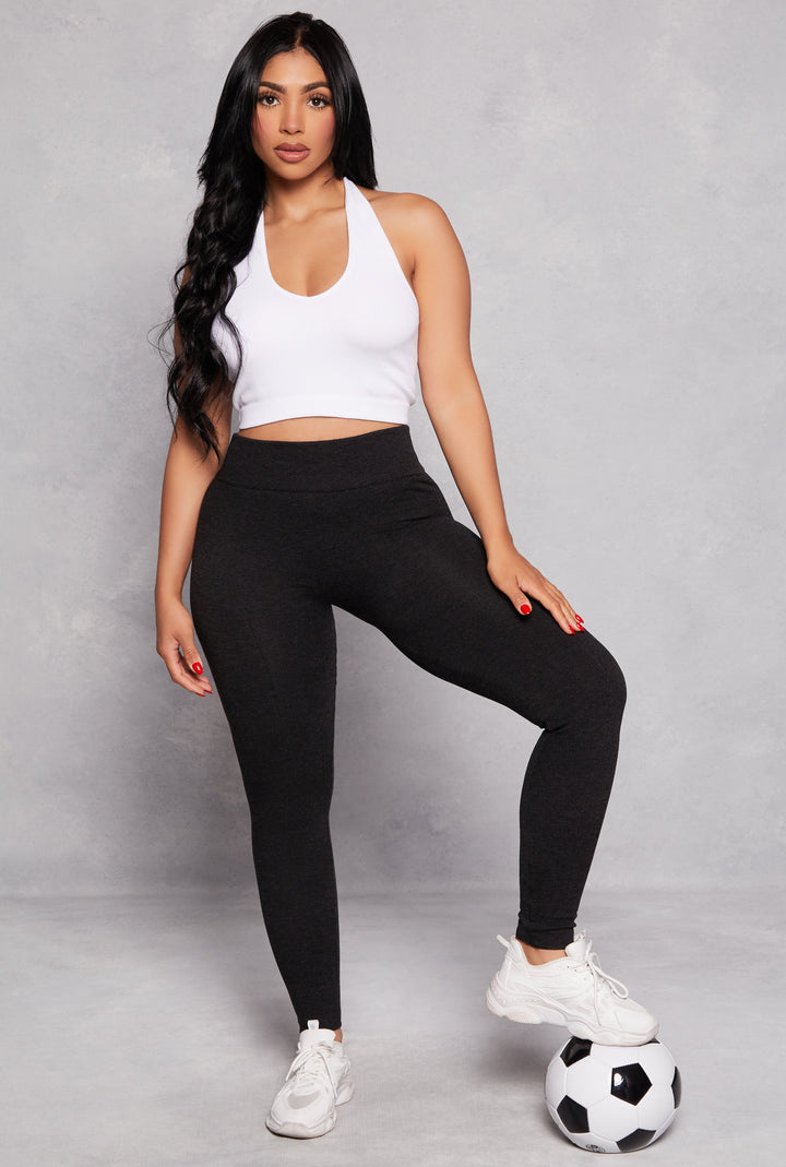 Fleece Textured Waistband Leggings