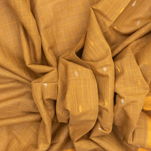 Sandal Handloom Venkatagiri Cotton Saree With Checks & Buttas