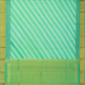Aquamarine Mysore Crepe Silk Saree With Diagonal Stripes