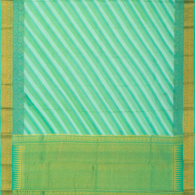 Aquamarine Mysore Crepe Silk Saree With Diagonal Stripes