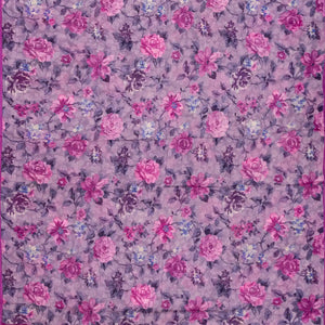 Lilac Woven Digital Printed Chiffon Silk Saree With Floral Motifs