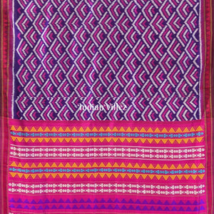 Multicolor Contemporary Odisha Ikat Silk Saree with Dongria Border