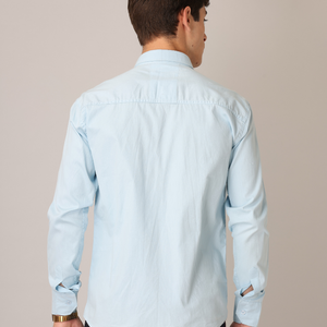 Frankshirt Light Blue Solid Tailored Fit Cotton Casual Shirt for Man