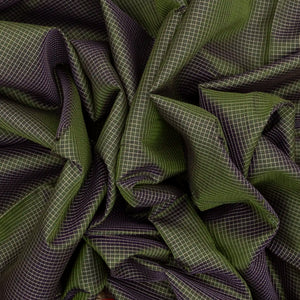 Bottle Green Handloom Silk Cotton Saree With Checks