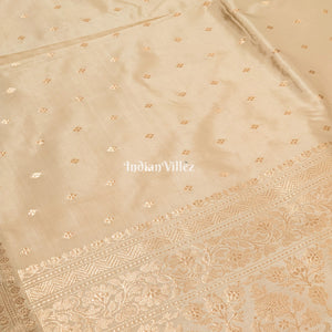 Cream Color Banarasi Katan Silk Saree
