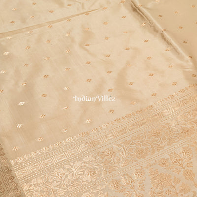 Cream Color Banarasi Katan Silk Saree