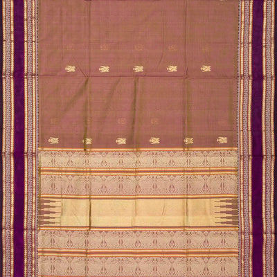Dusty Pink Handloom Silk Cotton Saree With Parrot Buttas