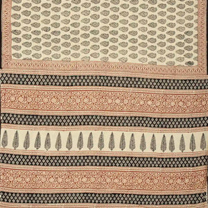Cream Woven Jaipur Cotton Saree Printed With Mango Motifs
