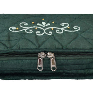 Kuber Industries Embroidery Design 2 Pieces Satin Jewellery Pouch Cum Makeup Kit (Green)- KUBMART02519