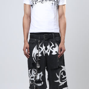 Nu Metal Denim Jorts Double Belt Black
