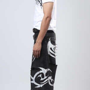 Nu Metal Denim Jorts Double Belt Black