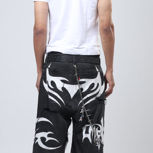 Nu Metal Denim Jorts Double Belt Black
