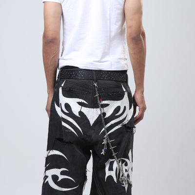 Nu Metal Denim Jorts Double Belt Black