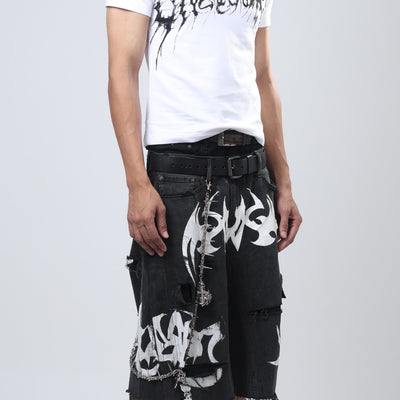 Nu Metal Denim Jorts Double Belt Black