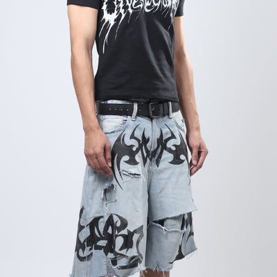 Nu Metal Denim Jorts Double Belt Blue