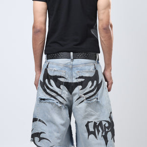 Nu Metal Denim Jorts Double Belt Blue