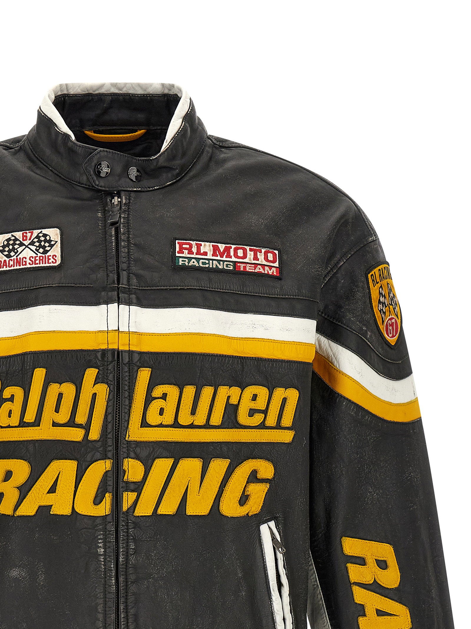 Polo Ralph Lauren Leather Biker Jacket With Patch