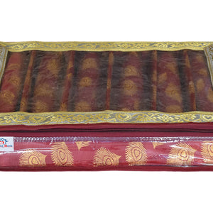 Heart Home Feather Design Laminated 6 Rod Box, Organizer For Bangle, Watches, Bracelets, Jewellery With Tranasparent Top (Maroon)-47HH0214