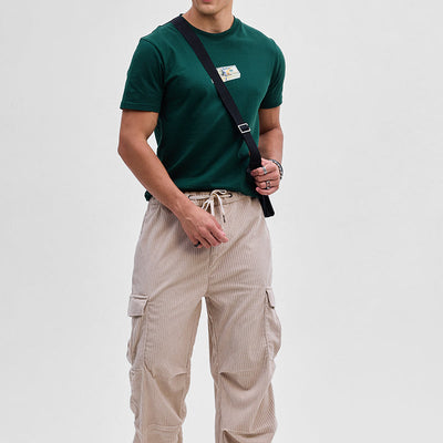 Beige Corduroy Baggy Fit Cargo