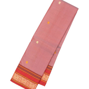 Dusty Pink Handloom Kanchipuram Silk Saree With Elephant Motifs