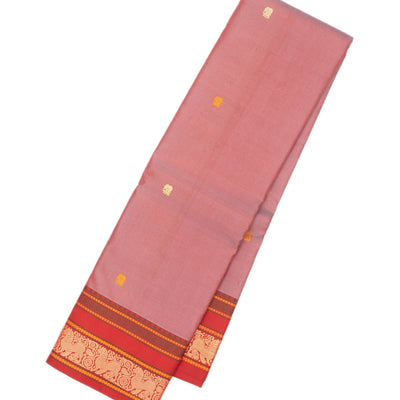 Dusty Pink Handloom Kanchipuram Silk Saree With Elephant Motifs