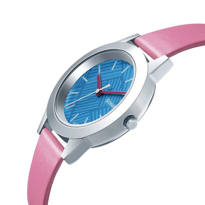 Splash Blue Dial & Bubble Gum Pink Leather Strap