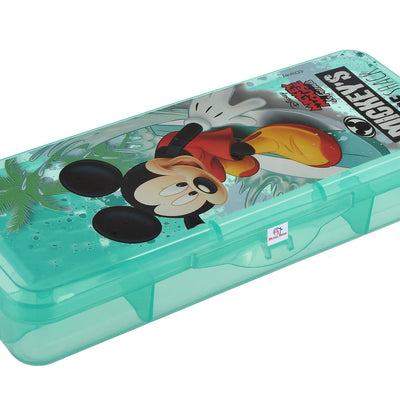 Heart Home Micky Mouse Printed Tranasparent Plastic Pencil Box for Kids (Green), Pack of 1 (HS39HEARTH022661)
