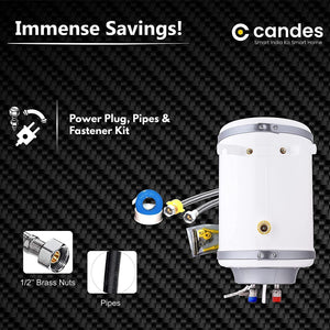 Candes 25 Litre Elentro 5 Star Rated Automatic Instant Storage Electric Water Heater with Special Metal Body Anti Rust Coating With Installation Kit, 2KW Geyser (White)