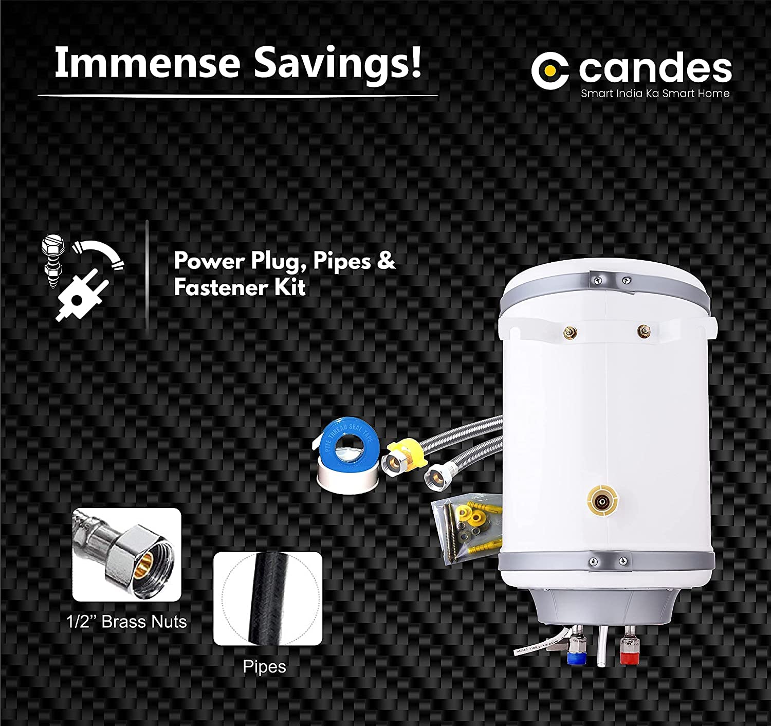Candes 25 Litre Elentro 5 Star Rated Automatic Instant Storage Electric Water Heater with Special Metal Body Anti Rust Coating With Installation Kit, 2KW Geyser (White)