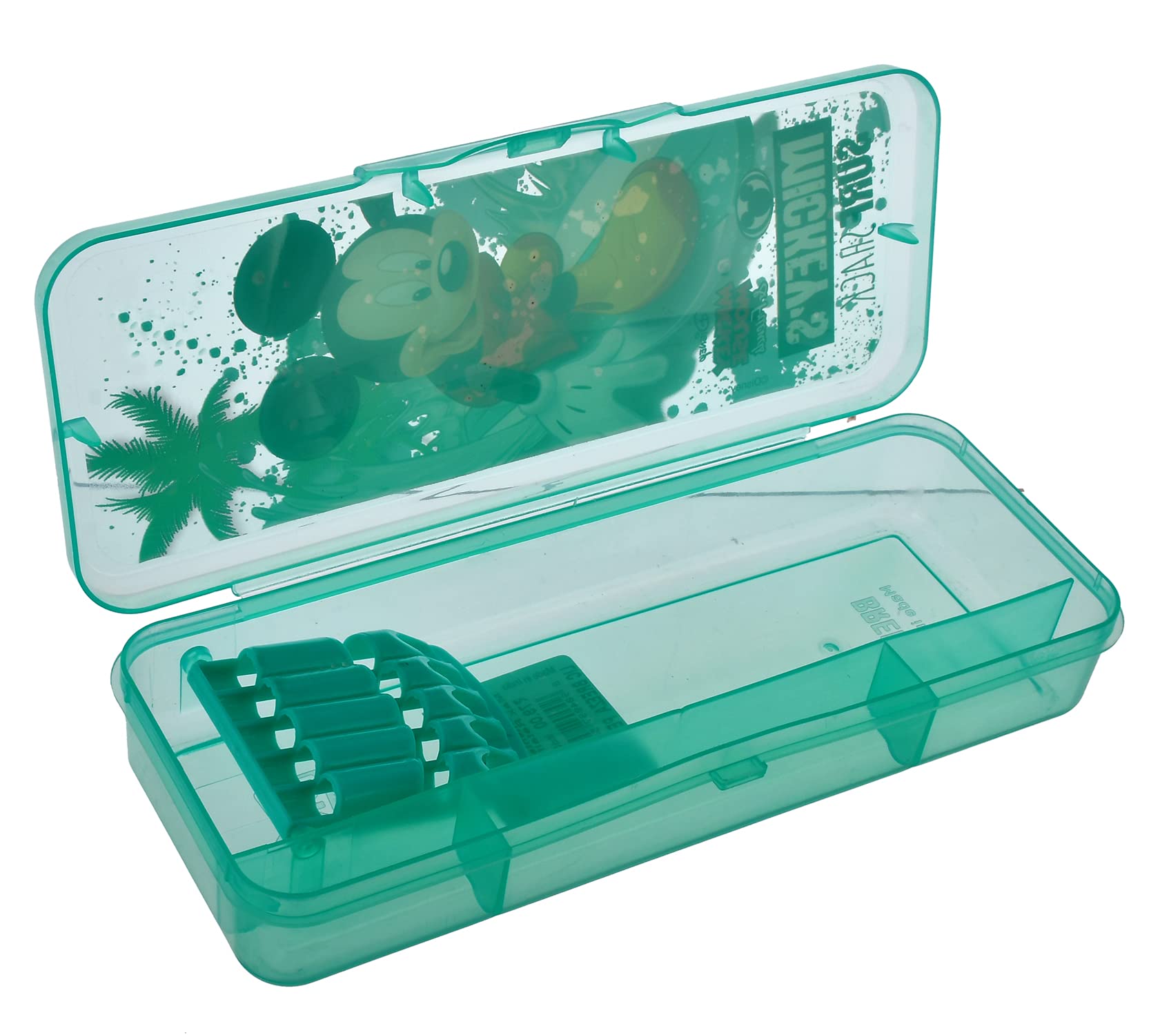 Heart Home Micky Mouse Printed Tranasparent Plastic Pencil Box for Kids (Green), Pack of 1 (HS39HEARTH022661)