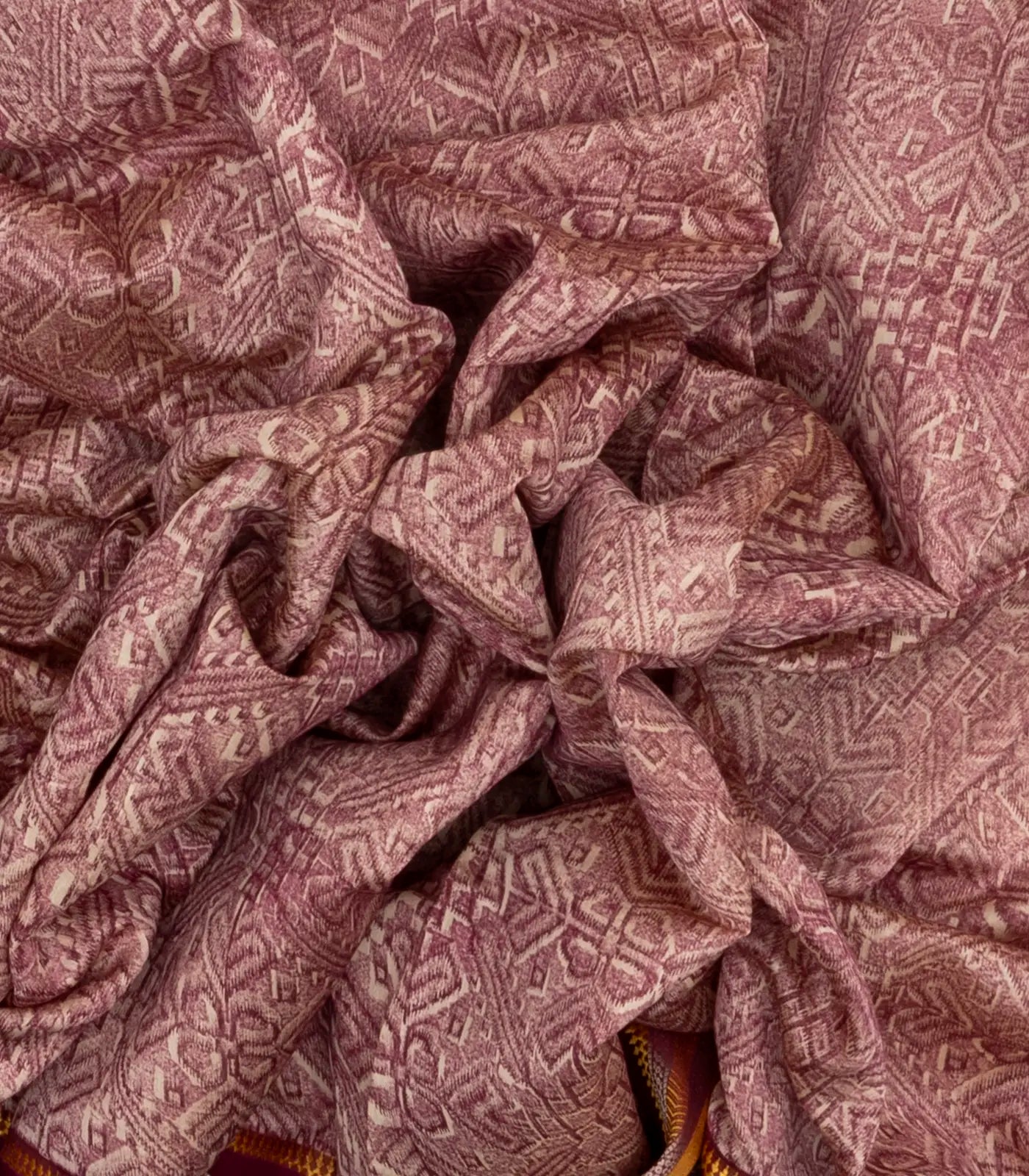 Dusty Pink Handloom Chanderi Cotton Saree With Printed Floral Motif